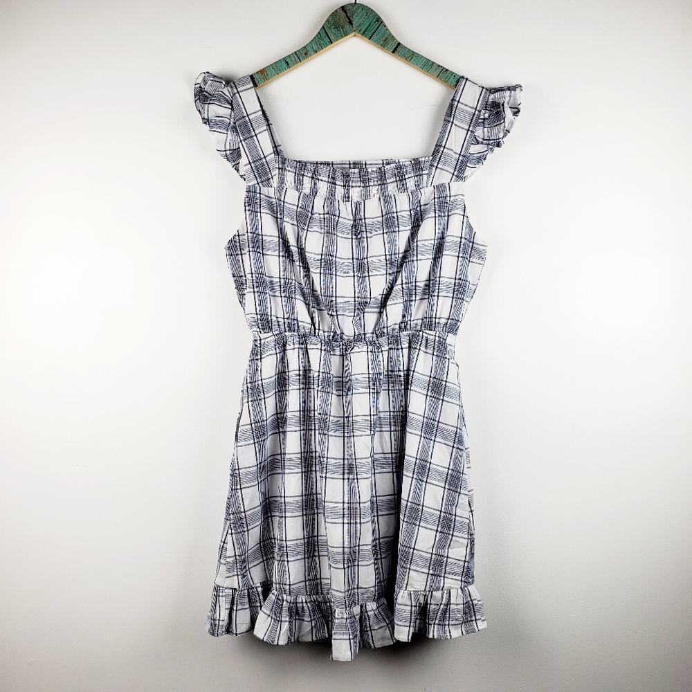 Listicle Dress Ruffles Apron Plaid Sundress Sz S - Picture 4 of 7
